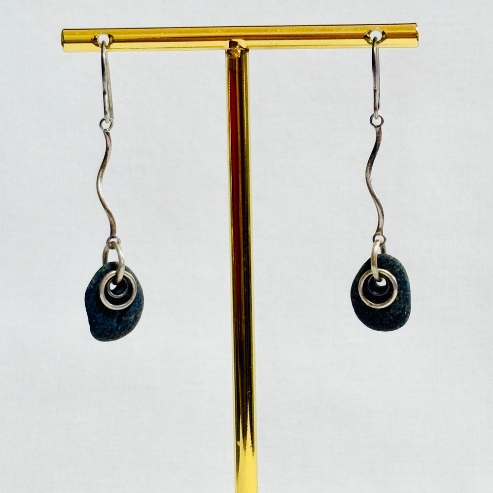 Elegant Silver and River Stone Earrings